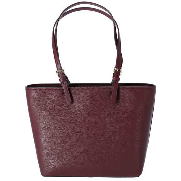 Michael Kors Jet Set Travel Medium Double Pocket Tote Oxblood Vegan Leather - Picture 3 of 4
